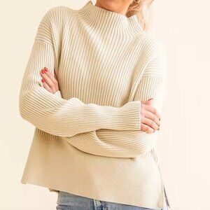 Varley Cream Turtleneck Sweater